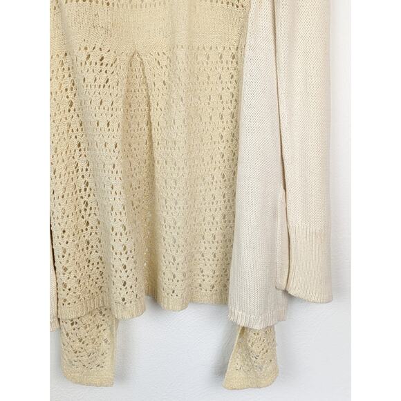 Anthropologie Angel of the North Cardigan Sweater Evenie Crochet Cream Size M - Picture 8 of 13